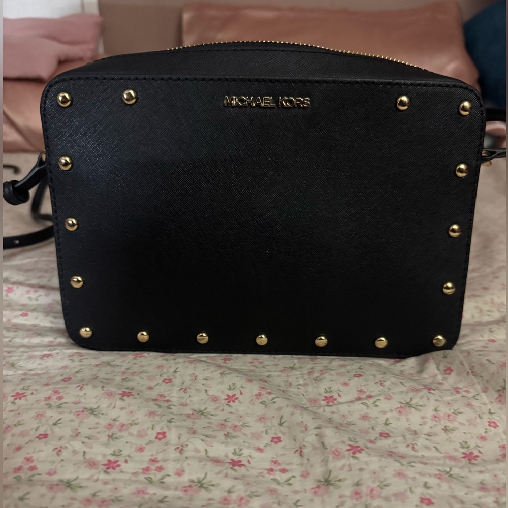 Michael Kors Black Crossbody Bag with Gold Studs - Picture 2 of 3